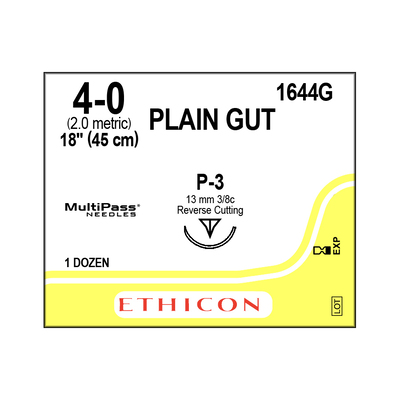 Ethicon Sutures 1644G 4-0 Plain Gut 18" P-3 Pkg/12