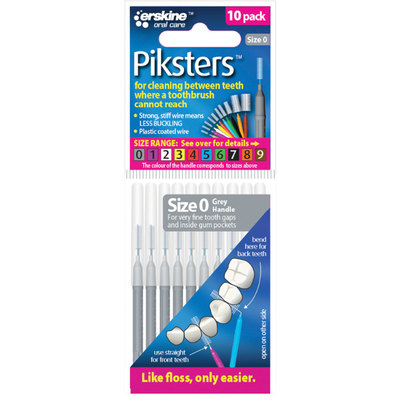 Piksters Size 0 Grey Pk/10x10 Interdental Brushes