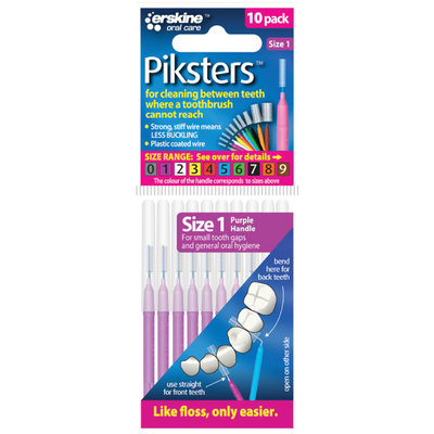 Piksters Size 1 Purple (10x10) Interdental Brushes