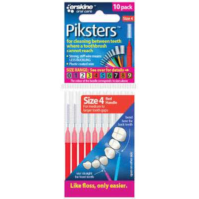 Piksters Size 4 Red Pk/10x10 Interdental Brushes