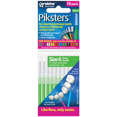 Piksters Size 6 Green Pk/10x10 Interdental Brushes