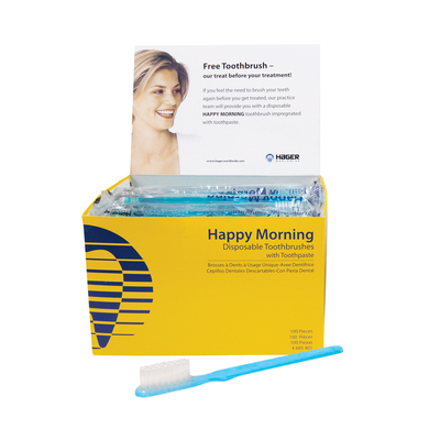 Happy Morning Toothbrushes W/ Mint Paste Box/100 Disposable
