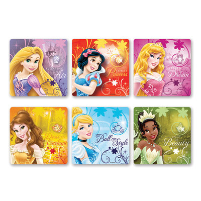 Sticker Glitter Princess Assorted 2.5x2.5 Roll/50