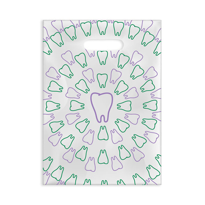 Bag Scatter Tooth Swirls 7x10 Purple/Green Clear Plastic (100)