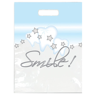 Bag Scatter Large Stars & Smile 9"x13" White Plastic Pk/100