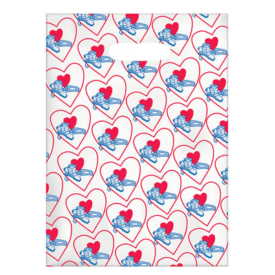 Bag Scatter Hearts W/Brush 7"x10" Clear Plastic Pk/100