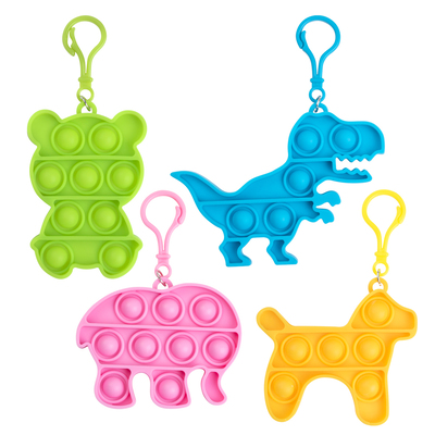 Popper Toy Keychain Asst (24) (Dog, Elephant, Bear, T-Rex)