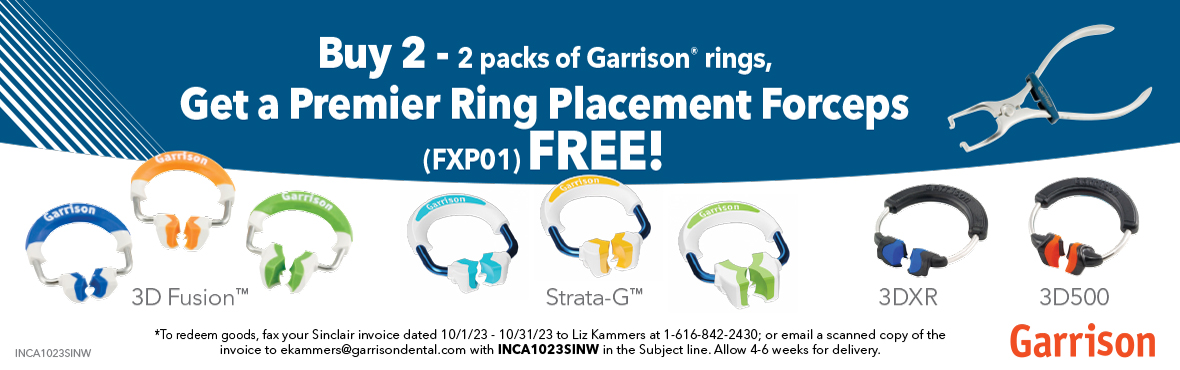 Buy 2 packs of Garrison rings, get a Premier Ring Placement Forceps FREE!