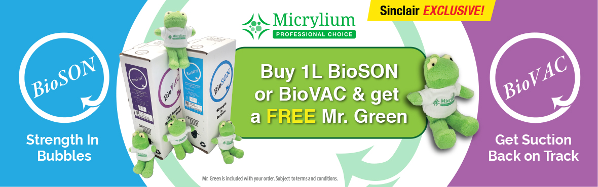 Micrylium: Buy 1L BioSON or BioVAC and get a FREE Mr. Green!