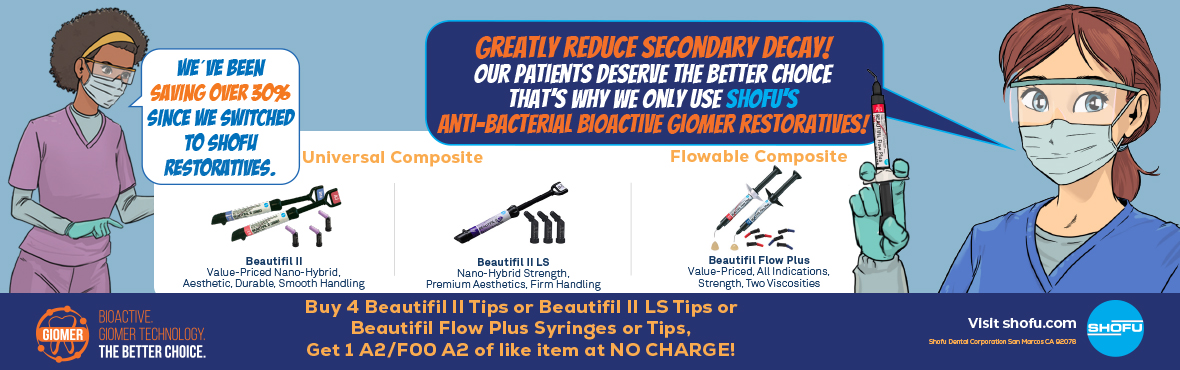 Buy 4 Beautifil II Tips or Beautifil II LS Tips or Beautifil Flow Plus Syringes or Tips, Get 1 A2/F00 A2 of like item at NO CHARGE!
