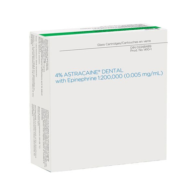Astracaine 4% (100) Epinephrine 1:200,000 - Green (Articaine) 