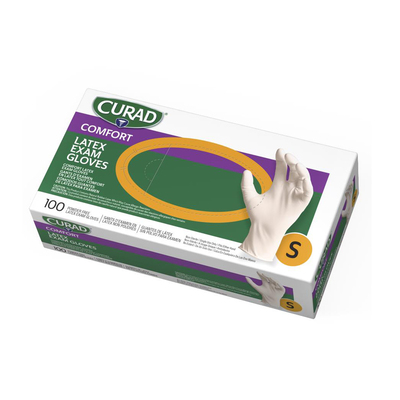 Curad Small Powder-Free Latex Beige Gloves BX/100